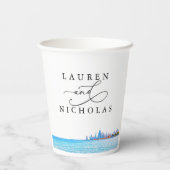 Aangepaste Chicago Skyline Wedding Paper Cups Papieren Bekers (Achterkant)