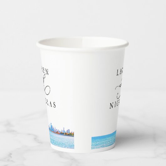 Aangepaste Chicago Skyline Wedding Paper Cups Papieren Bekers (Links)