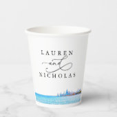 Aangepaste Chicago Skyline Wedding Paper Cups Papieren Bekers (Voorkant)