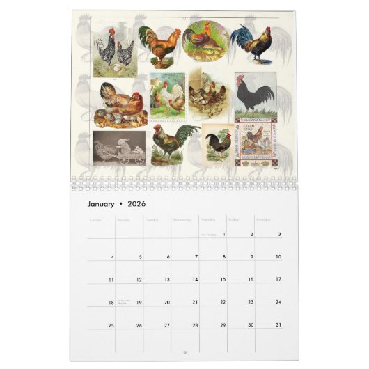  aangepaste Chicken Calendar Kalender (Jan 2026)