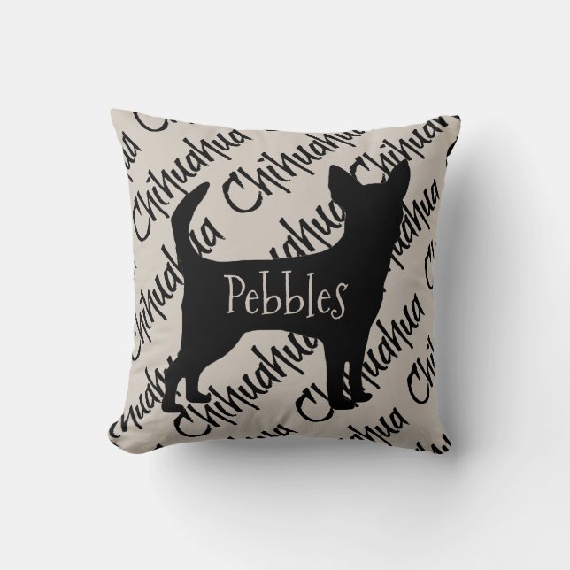 Aangepaste Chihuahua hond silhouet Kussen (Voorkant)