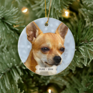 Aangepaste Chihuahua-hondsfoto Keramisch Ornament