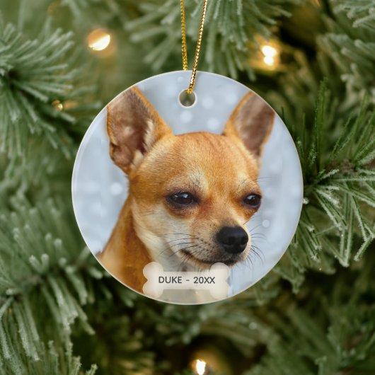 Aangepaste Chihuahua-hondsfoto Keramisch Ornament (Boom)