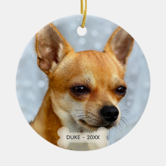 Aangepaste Chihuahua-hondsfoto Keramisch Ornament (Voorkant)