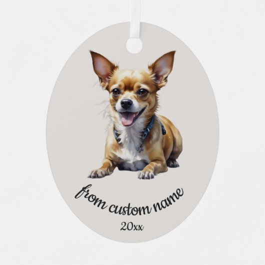 Aangepaste Chihuahua huisdier hond dier ornament (Voorkant)