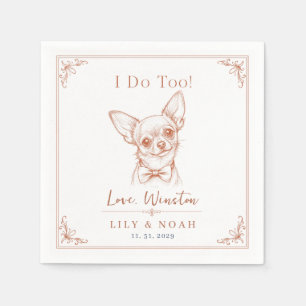 Aangepaste Chihuahua-huwelijksschets Minimalistisc Servet