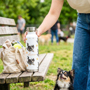 Aangepaste Chihuahua Naam Oranje Pootafdruk Patroo Waterfles