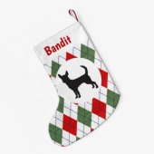 Aangepaste Chihuahua Red en Green Argyle Kleine Kerstsok (Achterkant (Hangend))