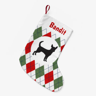 Aangepaste Chihuahua Red en Green Argyle Kleine Kerstsok