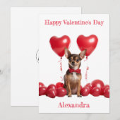 Aangepaste Chihuahua rode hart ballonnen Valentijn Feestdagenkaart (Voorkant / Achterkant)