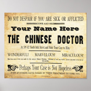 Aangepaste Chinese Doctor Sign Poster