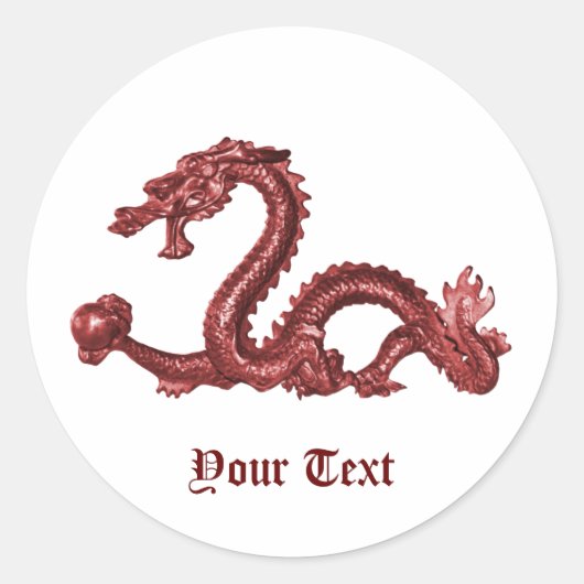 Aangepaste Chinese Draken Naam Fantasy Design Ronde Sticker (Voorkant)