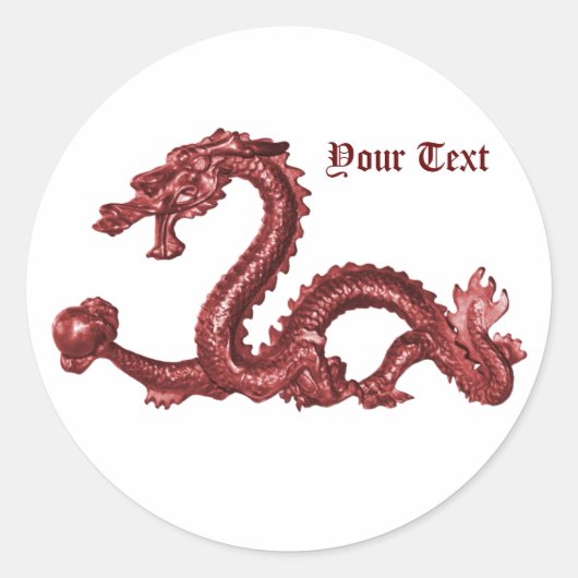 Aangepaste Chinese Draken Naam Fantasy Design Ronde Sticker (Voorkant)
