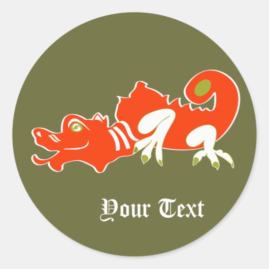 Aangepaste Chinese Draken Naam Fantasy Design Ronde Sticker (Voorkant)