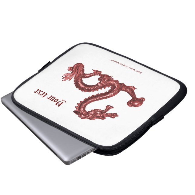 Aangepaste Chinese Draken Naam Fantasy Ontwerp Laptop Sleeve (Voorkant onderkant)