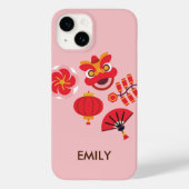 Aangepaste Chinese Nieuwjaar Iconen Roze Bloesem Case-Mate iPhone Case (Achterkant)
