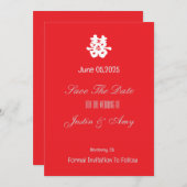 Aangepaste Chinese Trouwkaart Flat Save The Date Kaart (Voorkant / Achterkant)