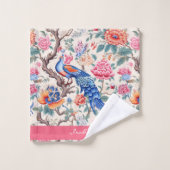 Aangepaste Chinoiserie Aziatische bloemenlandschap Bad Handdoek (Wasdoekje)
