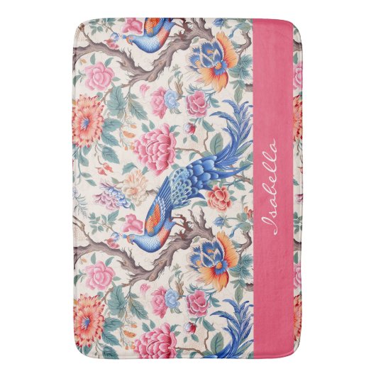 Aangepaste Chinoiserie Aziatische bloemenlandschap Badmat (Voorkant Verticaal)
