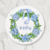 Aangepaste Chinoiserie Holiday Wreath, Grandmillen Bedankjes Labels (Voorkant)