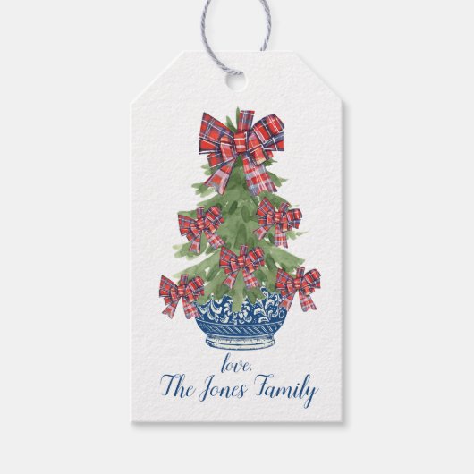 Aangepaste Chinoiserie kerstboom, Grandmillenial Cadeaulabel (Voorkant)