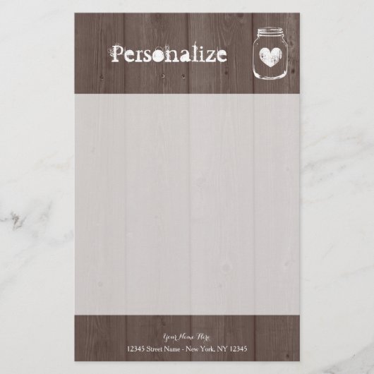 Aangepaste chique houten graan metselaar pot brief briefpapier (Voorkant)