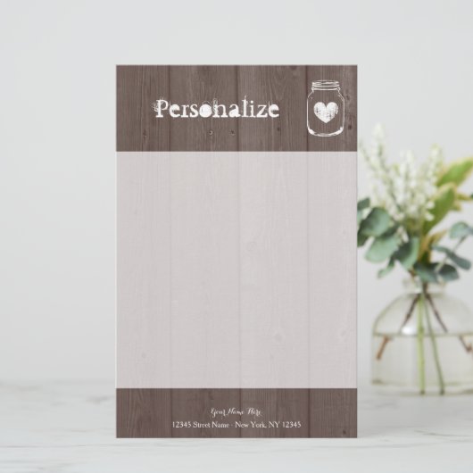 Aangepaste chique houten graan metselaar pot brief briefpapier (Staand voorkant)