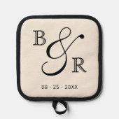 Aangepaste chique kalligrafie paar namen Initialen Pannenlap (Voorkant)