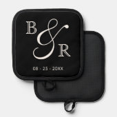 Aangepaste chique kalligrafie paar namen Initialen Pannenlap (Voorkant / Achterkant)