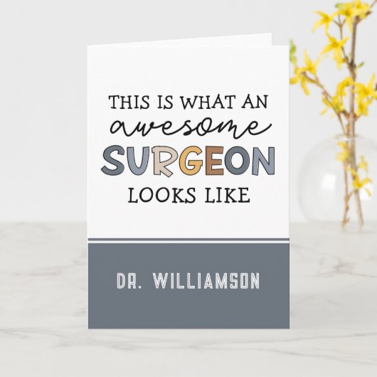 Aangepaste chirurg Geweldige chirurgische schenkin Kaart (Gele Bloem)