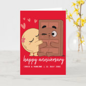 Aangepaste Choco & Pancake Gelukkig Huwelijksjubil Kaart (Gele Bloem)