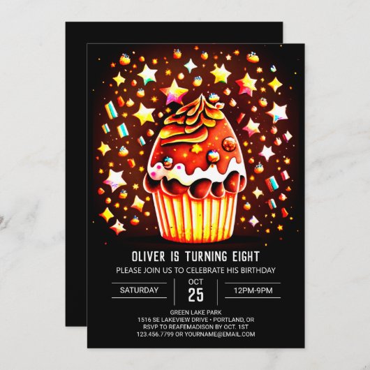 Aangepaste chocolade Bliss Muffin Verjaardag Kaart (Voorkant / Achterkant)