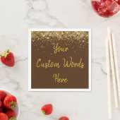 Aangepaste Chocolade Bruine Gouden Glitter Verjaar Servet (Insitu)