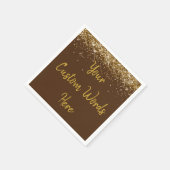 Aangepaste Chocolade Bruine Gouden Glitter Verjaar Servet (Hoek)