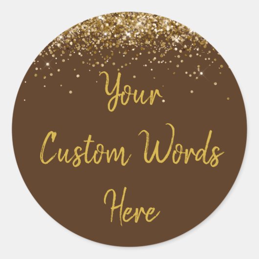 Aangepaste chocolade bruine & gouden verjaardagsfe ronde sticker (Voorkant)