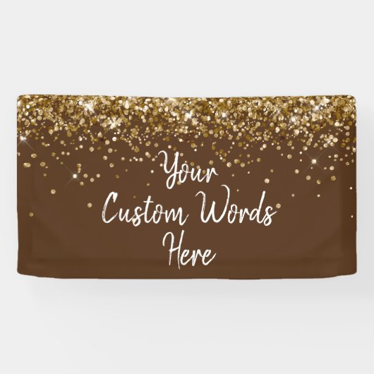 Aangepaste Chocolade Bruine & Gouden Verjaardagsfe Spandoek (Horizontaal)