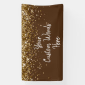 Aangepaste Chocolade Bruine & Gouden Verjaardagsfe Spandoek (Verticaal)
