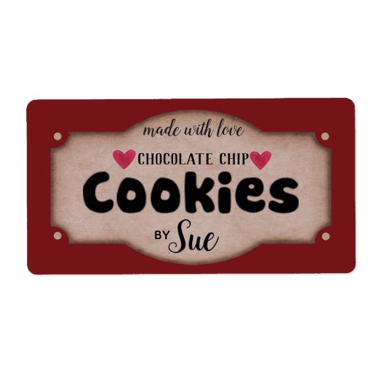 Aangepaste Chocolade Chip Cookie Labels (Voorkant)