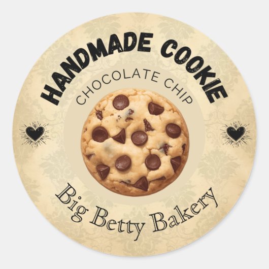 Aangepaste Chocolade Chip Cookie Labels Gepersonal (Voorkant)
