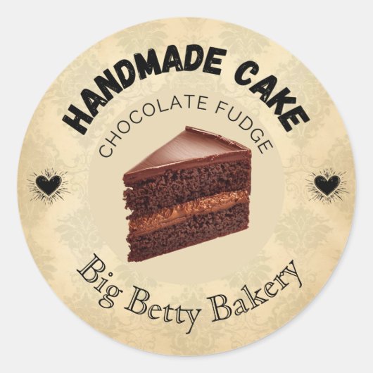 Aangepaste chocolade Fudge Cake Labels | Gepersona (Voorkant)