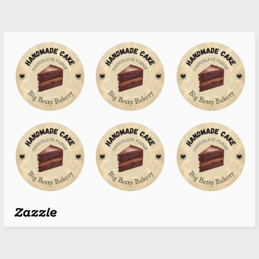 Aangepaste chocolade Fudge Cake Labels | Gepersona (Vel)