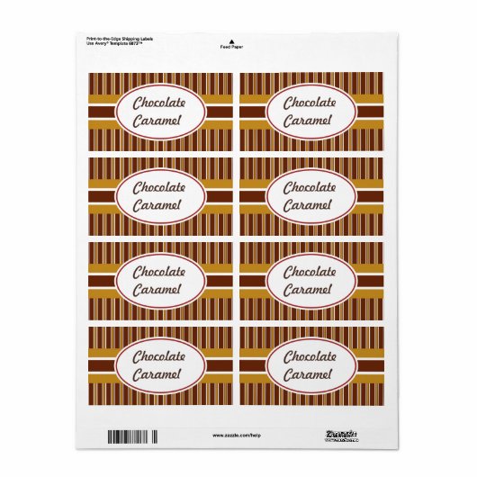 Aangepaste Chocolade Karmel Labels (Full Sheet)
