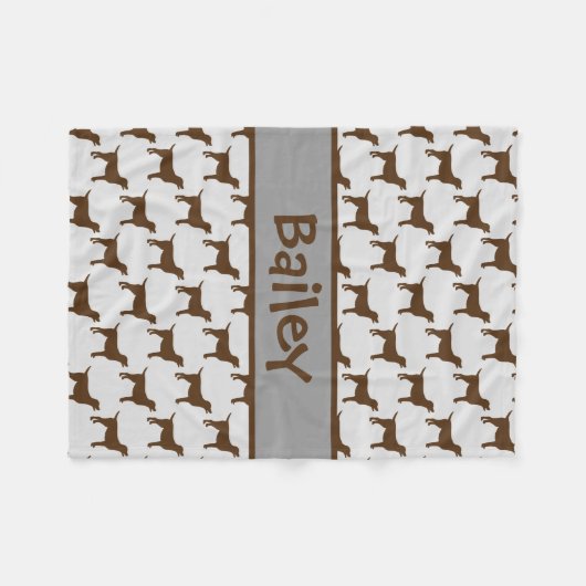 Aangepaste Chocolade Lab Hond Silhouet Fleece Deken (Voorkant (Horizontaal))