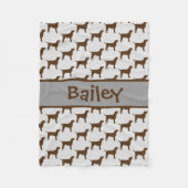 Aangepaste Chocolade Lab Hond Silhouet Fleece Deken (Voorkant)