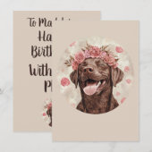 Aangepaste Chocolade Labrador Hond Roze Vrolijke G (Voorkant / Achterkant)