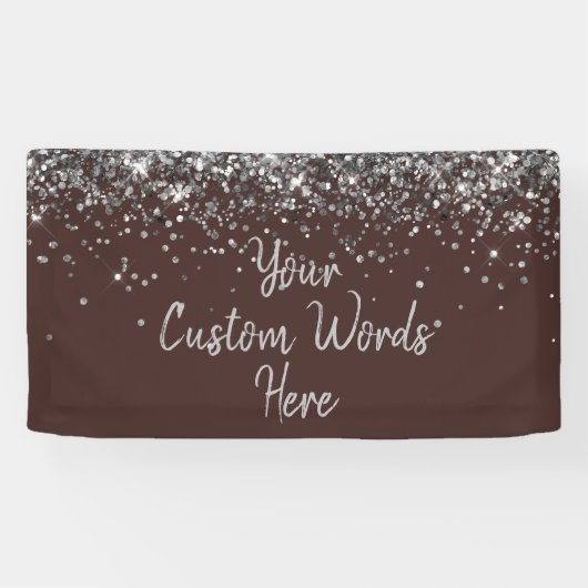 Aangepaste Chocolade Zilver Verjaardagsfeestje Spandoek (Horizontaal)