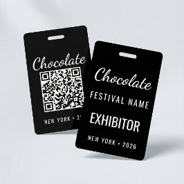 Aangepaste Chocolate Festival QR Code Exposant ID Badge