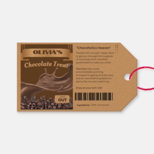 Aangepaste Chocolate Lovers-Labels voor Choccy-beh Cadeaulabel (Voorkant (Horizontaal))