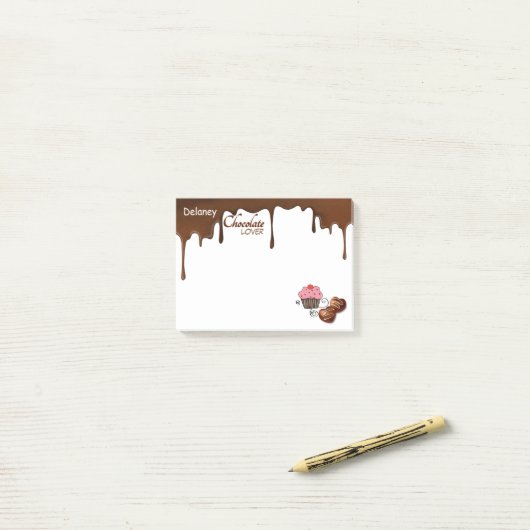 Aangepaste Chocolate Lover's Post-it Notes (Op bureau)