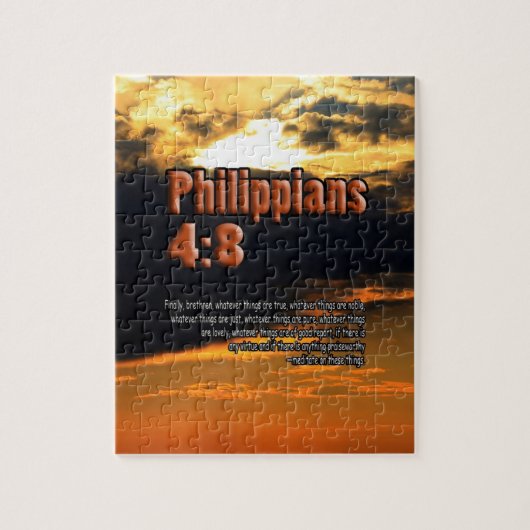 AANGEPASTE CHRISTELIJKE BIBLE VERSE PHILIPPIANS 4: LEGPUZZEL (Verticaal)